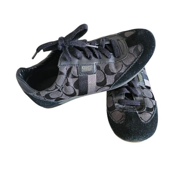 Coach womens Sz 8M black joss leather suede canvas shoes - Picture 1 of 6
